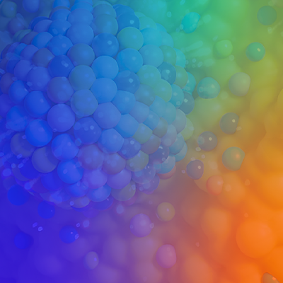 abstract artistic rendering of spheres or bubbles with a color gradient overlay