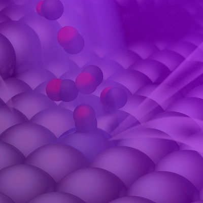 red and black molecules interacting with a purple surface